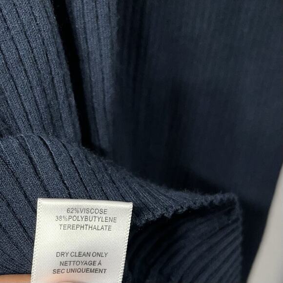 Bailey 44 Derosa Ribbed Deep V Neck Cardigan Size L Navy Preppy Dark Academia - Picture 6 of 6